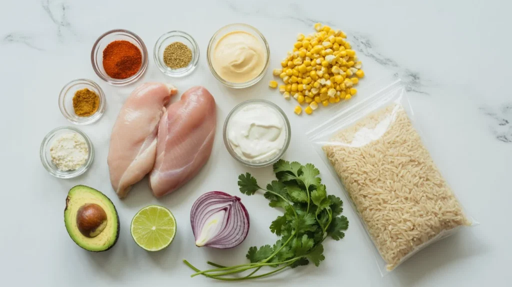 street corn chicken rice bowl