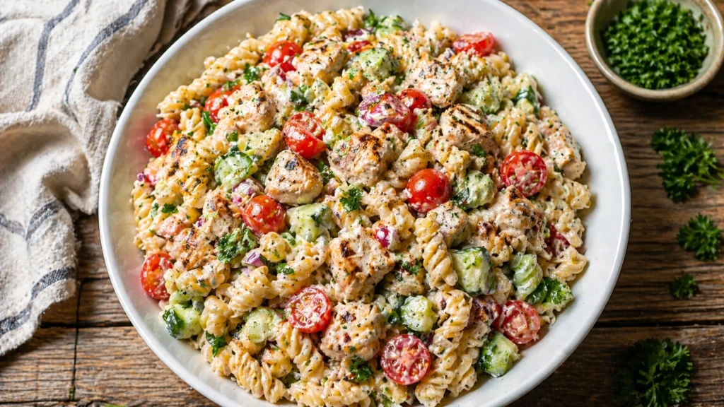 High Protein Pasta Salad with Chicken