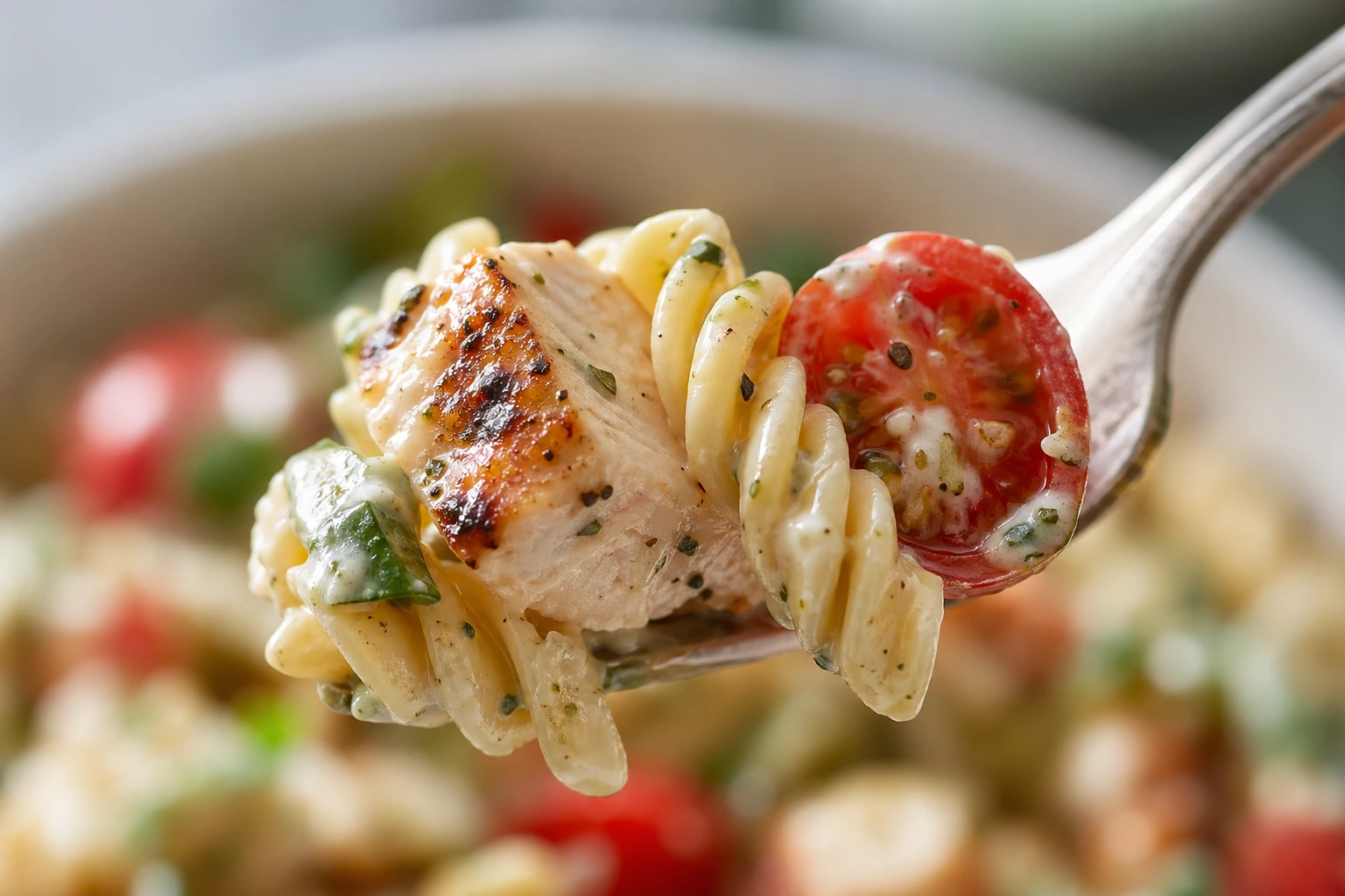 High Protein Pasta Salad with Chicken