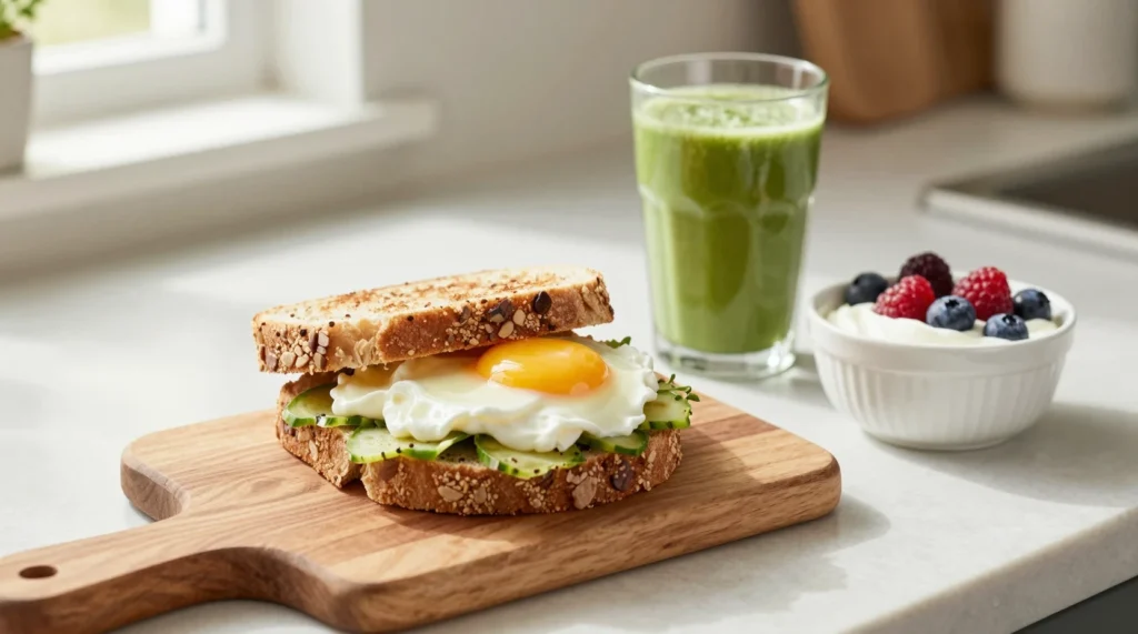 igh protein breakfast sandwich serving