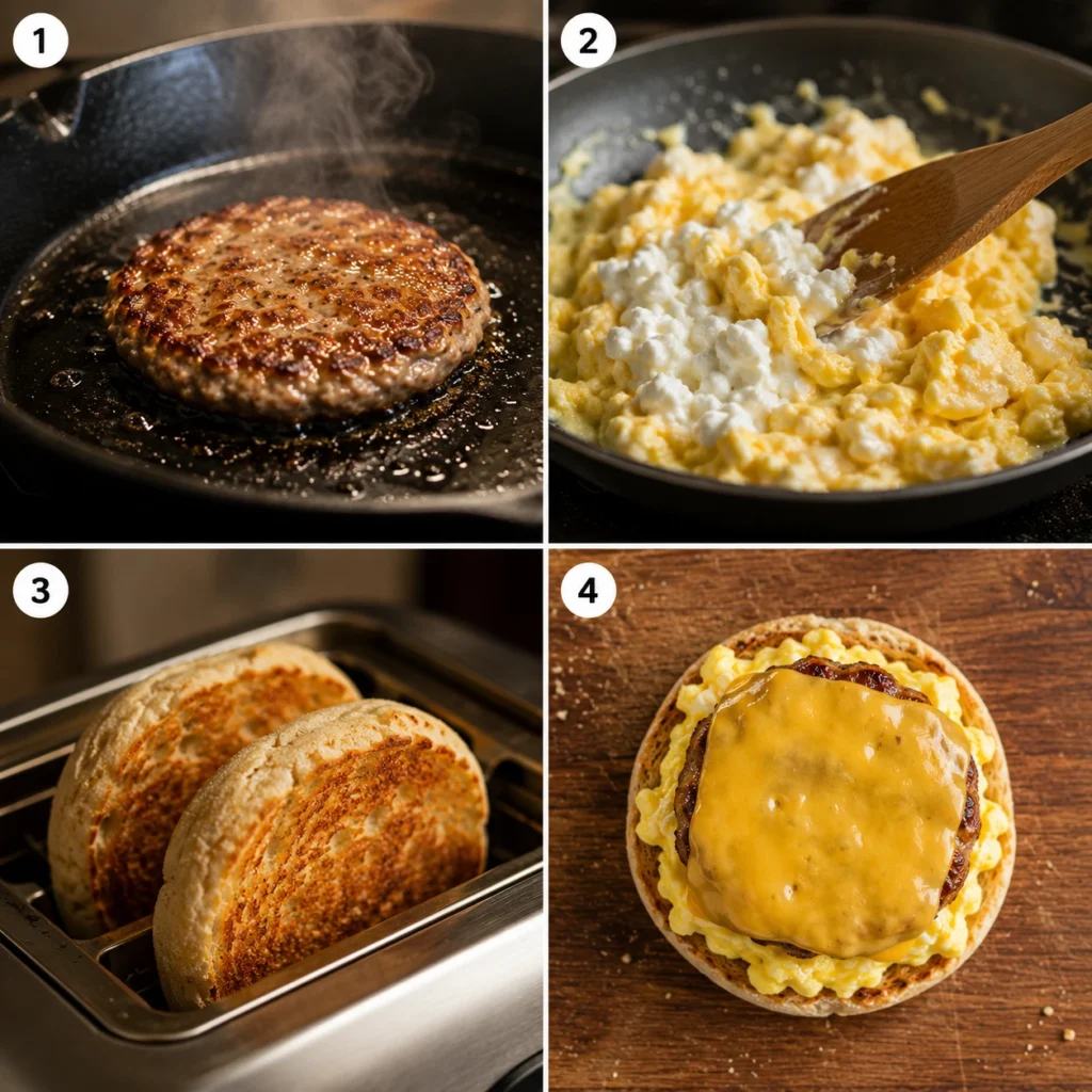 High protein breakfast sandwich step by step